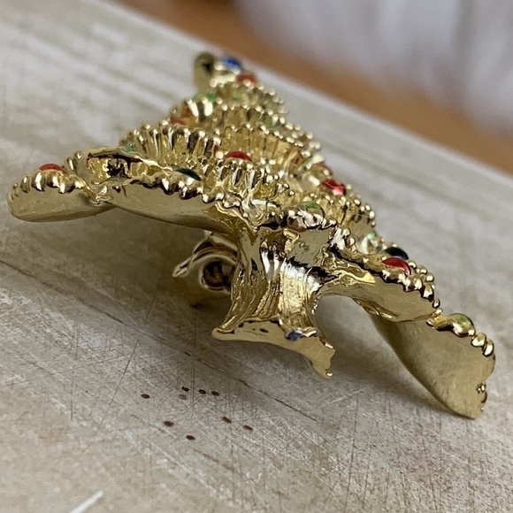Gerry’s | Vintage Gold Tone Crystal Christmas Tree Brooch Pin - Picture 15 of 16